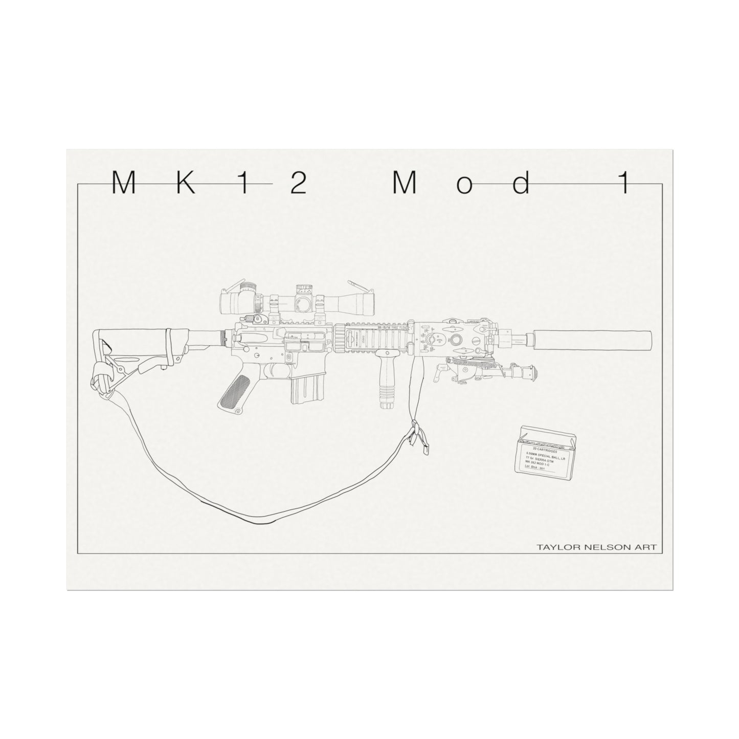 "As Issued" Mk12 Mod 1 - Textured Watercolor Matte Print