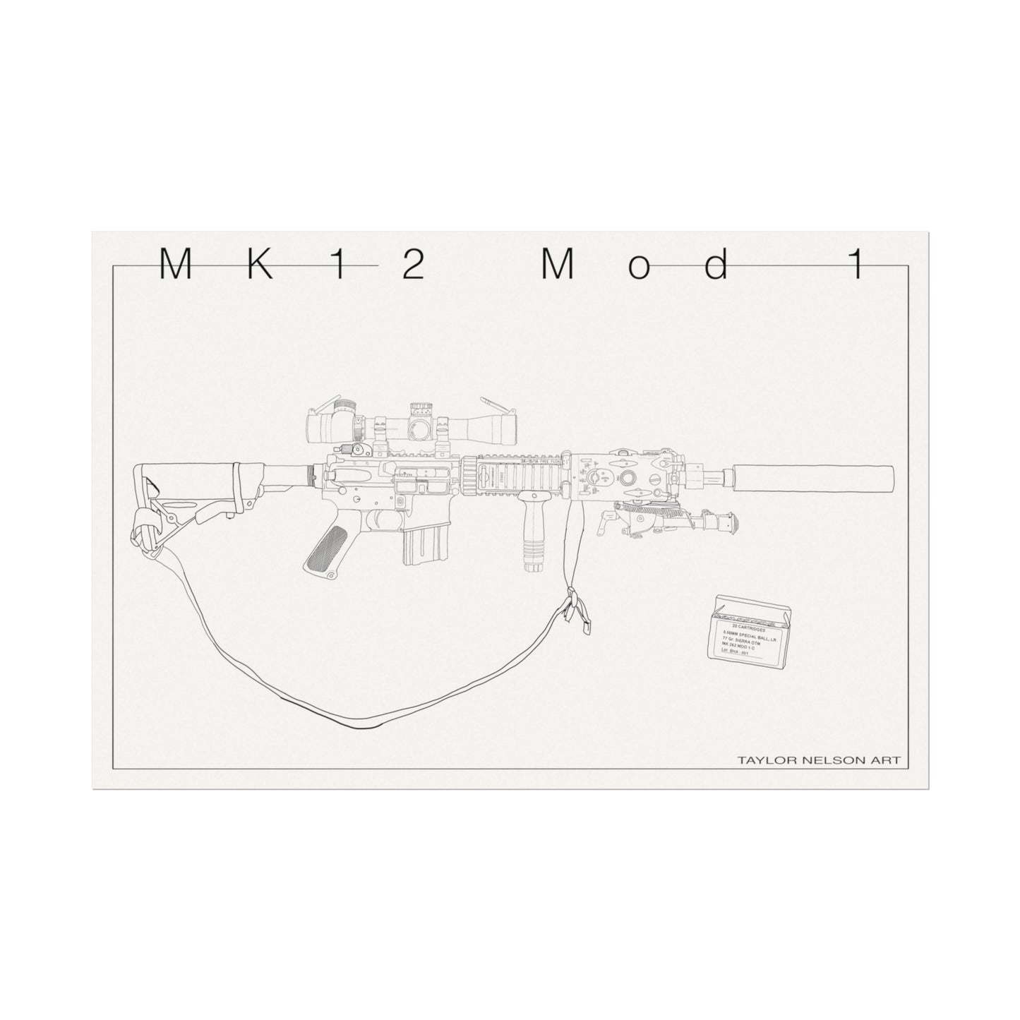 "As Issued" Mk12 Mod 1 - Textured Watercolor Matte Print