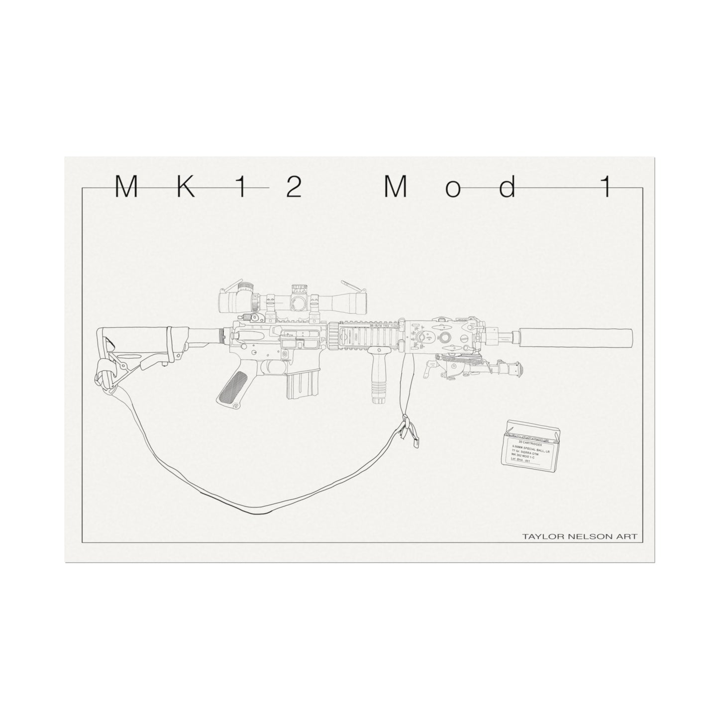 "As Issued" Mk12 Mod 1 - Textured Watercolor Matte Print