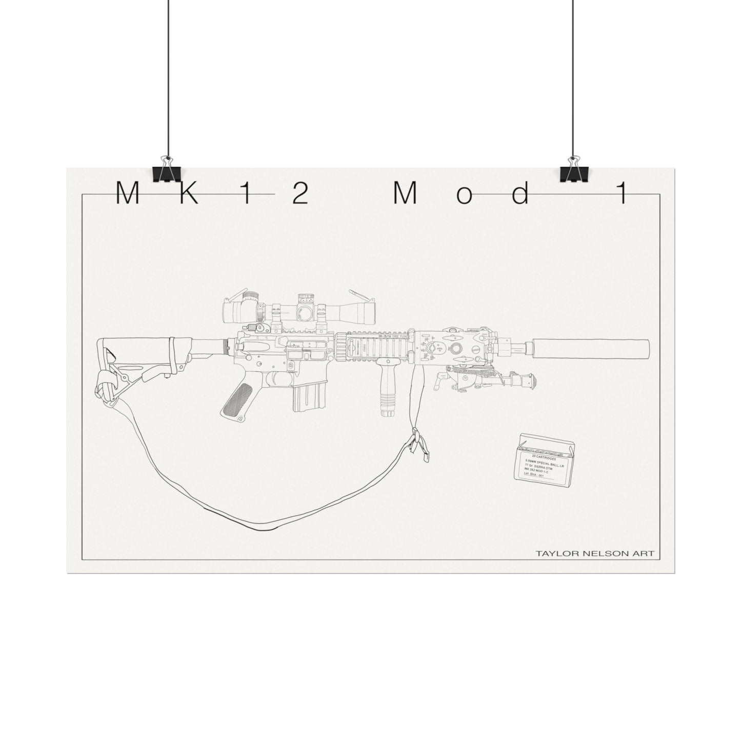 "As Issued" Mk12 Mod 1 - Textured Watercolor Matte Print