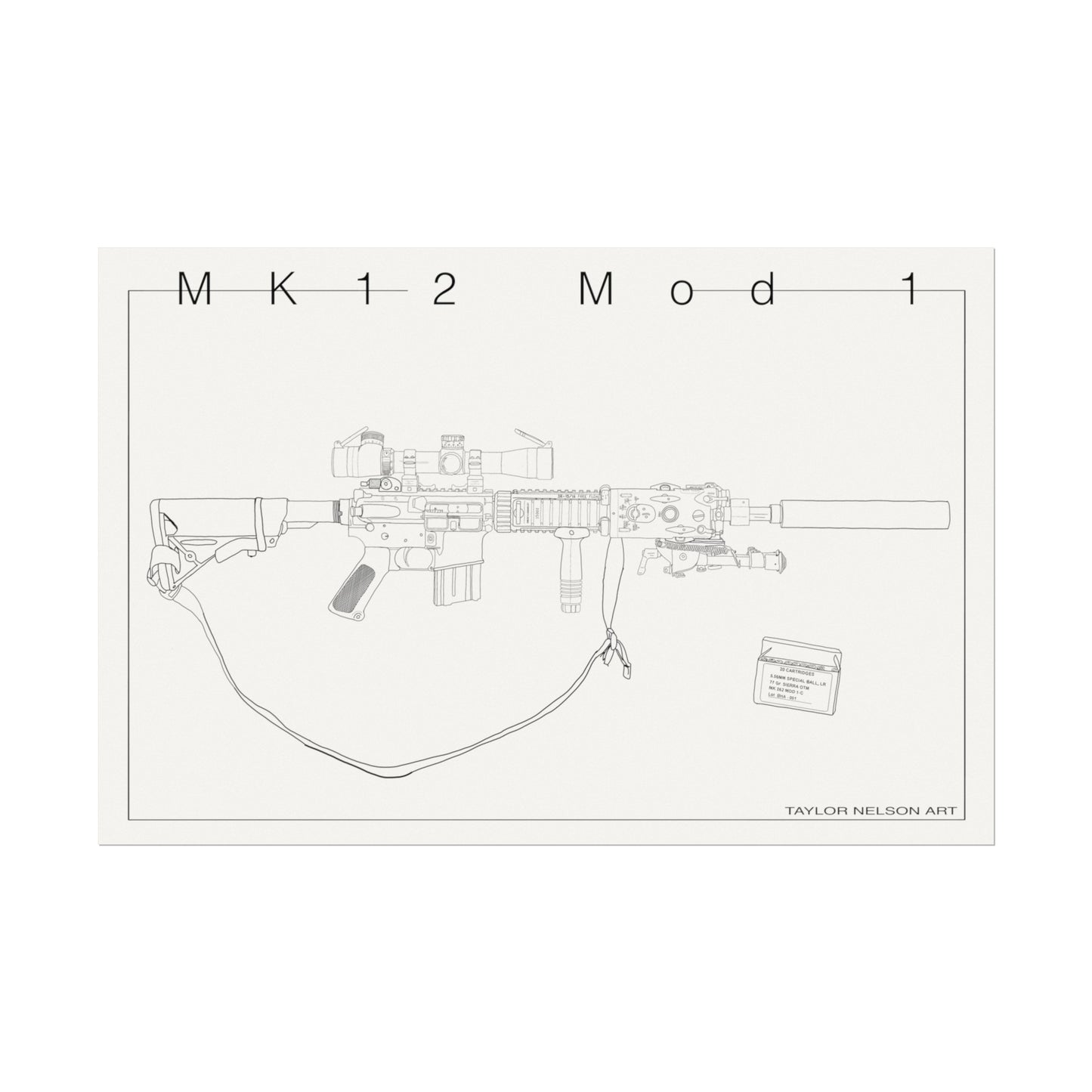 "As Issued" Mk12 Mod 1 - Textured Watercolor Matte Print