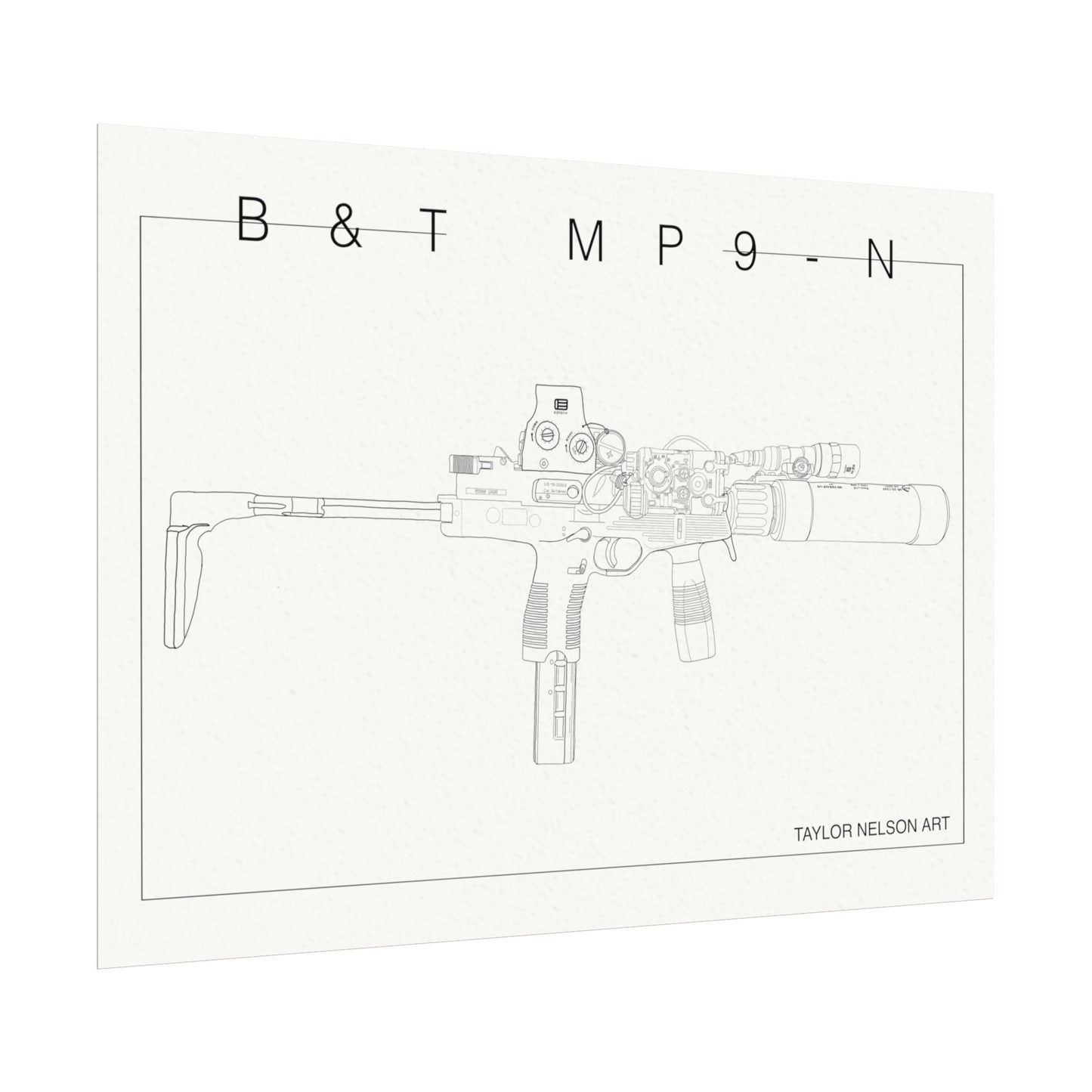 B&T MP9-N Hand Drawn -Textured Watercolor Matte