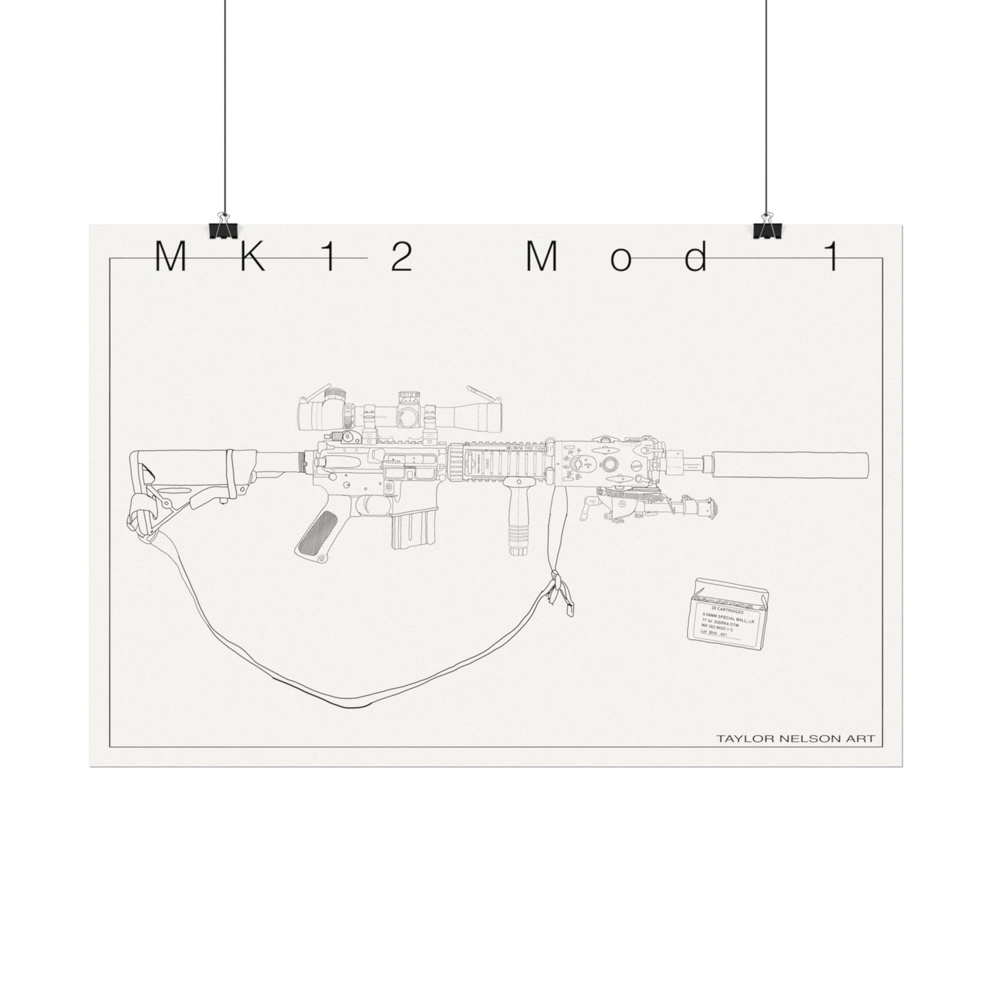 "As Issued" Mk12 Mod 1 - Textured Watercolor Matte Print